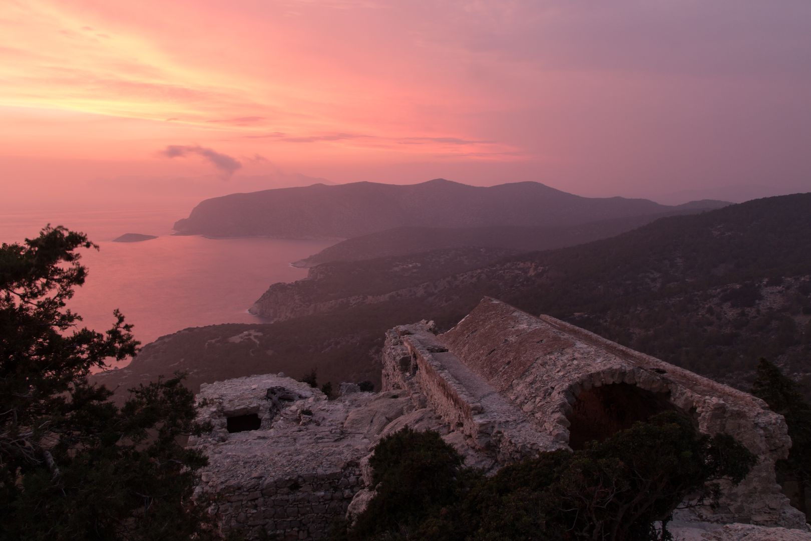 Ruins of an old church in Monolithos, Rhodes, Greece