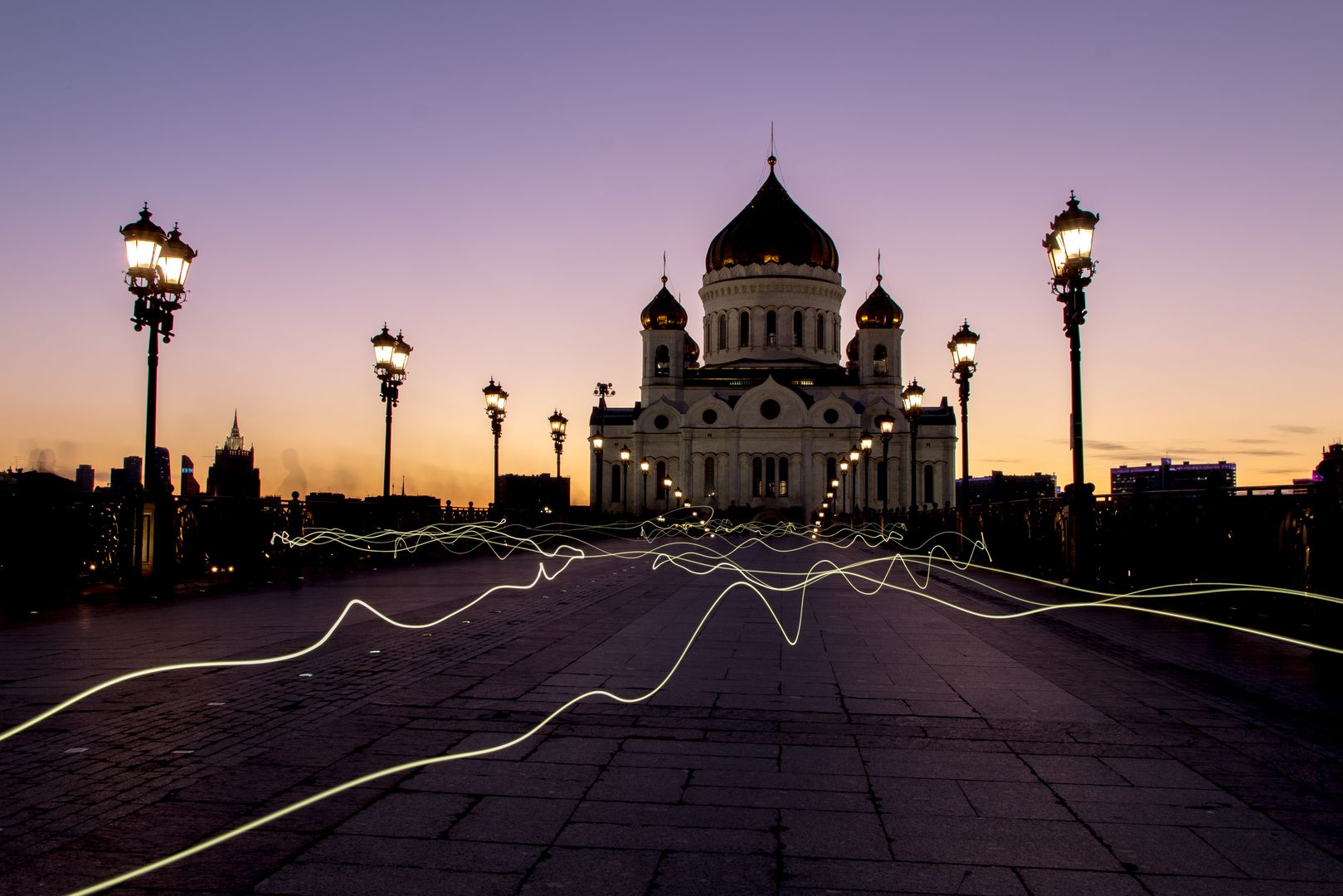 A scene near a Christ Saviour temple in Moscow, Russia