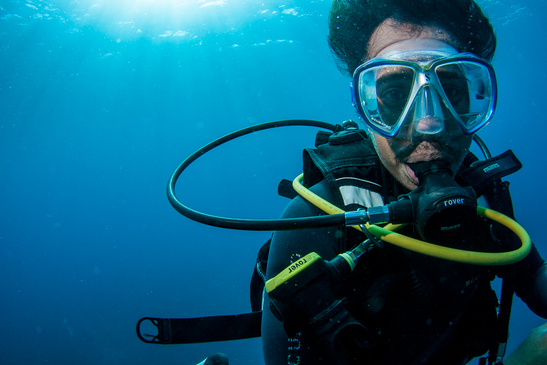 A portrait of a guide on a safety stop